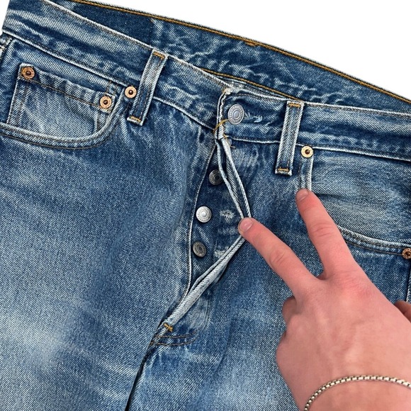 VTG 80s 501 Levis Womens 28x28.5 Jeans Custom Cowhide Denim Blue 524 Button - Picture 5 of 11